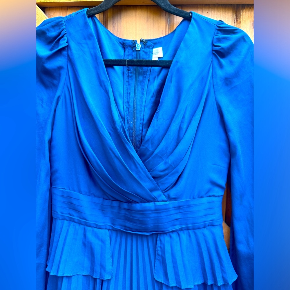 Temperley Royal Blue Chiffon Balloon Sleeve Cocktail Dress Size 4 - Picture 3 of 5
